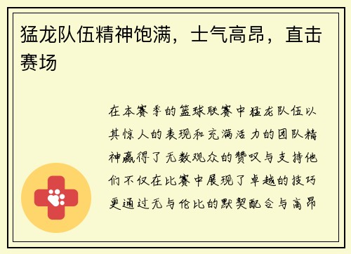 猛龙队伍精神饱满，士气高昂，直击赛场